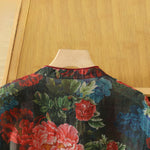 Buddha Stones Summer Tang Style Vintage Frog Button Orchid Floral Women's Sleeveless Shirts Tank Top