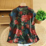 Buddha Stones Summer Tang Style Vintage Frog Button Orchid Floral Women's Sleeveless Shirts Tank Top