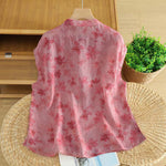 Buddha Stones Summer Tang Style Vintage Frog Button Orchid Floral Women's Sleeveless Shirts Tank Top