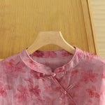 Buddha Stones Summer Tang Style Vintage Frog Button Orchid Floral Women's Sleeveless Shirts Tank Top