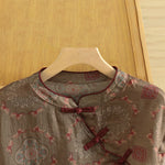Buddha Stones Summer Tang Style Vintage Frog Button Orchid Floral Women's Sleeveless Shirts Tank Top