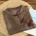 Buddha Stones Summer Tang Style Vintage Frog Button Orchid Floral Women's Sleeveless Shirts Tank Top
