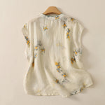 Buddha Stones Summer Tang Style Vintage Frog Button Orchid Floral Women's Sleeveless Shirts Tank Top