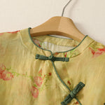 Buddha Stones Summer Tang Style Vintage Frog Button Orchid Floral Women's Sleeveless Shirts Tank Top