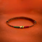 Buddha Stones 999 Gold Braided Colorful Red Green String Koi Fish Luck Bracelet Anklet