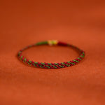 Buddha Stones 999 Gold Braided Colorful Red Green String Koi Fish Luck Bracelet Anklet