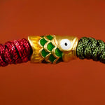 Buddha Stones 999 Gold Braided Colorful Red Green String Koi Fish Luck Bracelet Anklet