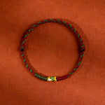 Buddha Stones 999 Gold Braided Colorful Red Green String Koi Fish Luck Bracelet Anklet