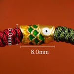 Buddha Stones 999 Gold Braided Colorful Red Green String Koi Fish Luck Bracelet Anklet