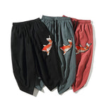 Buddha Stones Summer Tang Style Drawstring Koi Fish Capri Pants Men's Harem Pants With Pocket