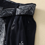 Buddha Stones Summer Casual Vintage Drawstring Floral Ankle Pants Women's Wide Leg Pants With Pocket