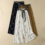 Buddha Stones Summer Casual Vintage Drawstring Floral Ankle Pants Women's Wide Leg Pants With Pocket