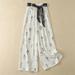 Buddha Stones Summer Casual Vintage Drawstring Floral Ankle Pants Women's Wide Leg Pants With Pocket