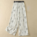 Buddha Stones Summer Casual Vintage Drawstring Floral Ankle Pants Women's Wide Leg Pants With Pocket