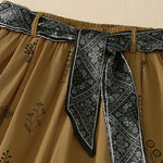 Buddha Stones Summer Casual Vintage Drawstring Floral Ankle Pants Women's Wide Leg Pants With Pocket