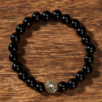 Buddha Stones Black Onyx Bagua Balance Charm Beaded Bracelet