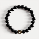 Buddha Stones Black Onyx Bagua Balance Charm Beaded Bracelet