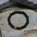 Buddha Stones Black Onyx Bagua Balance Charm Beaded Bracelet