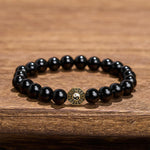 Buddha Stones Black Onyx Bagua Balance Charm Beaded Bracelet