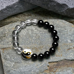 Buddha Stones Liuli Glass Bead Yin Yang Balance Double Sided Round Bead Bracelet