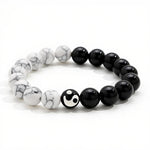 Buddha Stones Liuli Glass Bead Yin Yang Balance Round Bead Bracelet