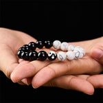 Buddha Stones Liuli Glass Bead Yin Yang Balance Round Bead Bracelet