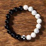 Buddha Stones Liuli Glass Bead Yin Yang Balance Round Bead Bracelet