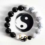 Buddha Stones Liuli Glass Flat Bead Yin Yang Balance Round Bead Bracelet