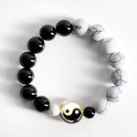 Buddha Stones Liuli Glass Flat Bead Yin Yang Balance Round Bead Bracelet