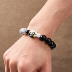 Buddha Stones Liuli Glass Flat Bead Yin Yang Balance Round Bead Bracelet