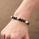 Buddha Stones Orca Agate Yin Yang Harmony Round Bead Bracelet