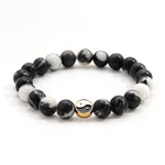 Buddha Stones Orca Agate Yin Yang Harmony Round Bead Bracelet