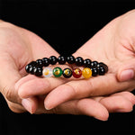 Buddha Stones Black Onyx Yin Yang Purity Hand-Polished Round Bead Bracelet