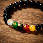 Buddha Stones Black Onyx Yin Yang Purity Hand-Polished Round Bead Bracelet