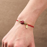 Buddha Stones Cinnabar Peace Buckle Fu Character Protection Red String Pendant Bracelet