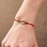 Buddha Stones Hetian Jade Peace Buckle Protection Red String Bracelet