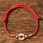 Buddha Stones Hetian Jade Peace Buckle Protection Red String Bracelet