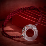 Buddha Stones White Jade Koi Fish Wealth Red String Bracelet