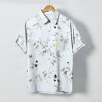 Buddha Stones Ink Bamboo Leaves Pattern Buttons Breathable Men's Short Sleeve Shirt
