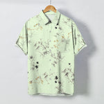 Buddha Stones Ink Bamboo Leaves Pattern Buttons Breathable Men's Short Sleeve Shirt