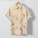 Buddha Stones Ink Bamboo Leaves Pattern Buttons Breathable Men's Short Sleeve Shirt