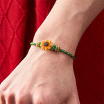Buddha Stones Hand-Woven Colorful Green Yellow String Sunflower Hope Bracelet