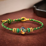 Buddha Stones Hand-Woven Koi Fish Fu Character Success Rope Bracelet