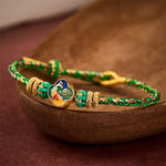 Buddha Stones Hand-Woven Koi Fish Fu Character Success Rope Bracelet