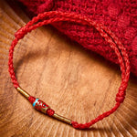 Buddha Stones Hand-Woven Red String Luck Koi Fish Adjustable Copper Charm Bracelet