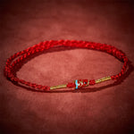 Buddha Stones Hand-Woven Red String Luck Koi Fish Adjustable Copper Charm Bracelet