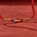 Buddha Stones Hand-Woven Red String Luck Koi Fish Adjustable Copper Charm Bracelet
