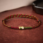 Buddha Stones Braided Colorful Red Green String Koi Fish Luck Bracelet Anklet