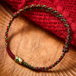 Buddha Stones Braided Colorful Red Green String Koi Fish Luck Bracelet Anklet