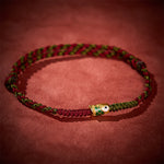 Buddha Stones Braided Colorful Red Green String Koi Fish Luck Bracelet Anklet
